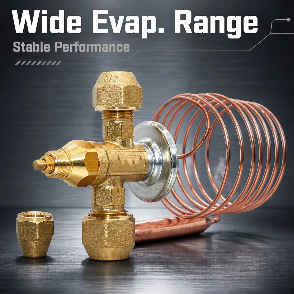 Internal Balance Thermal Expansion Valve for R22 Refrigerant Systems Copper Capillary Brass Body for Long Term Reliability