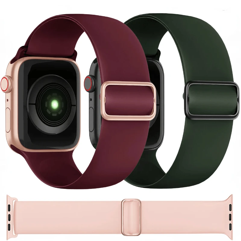 

Silicone Strap For Apple Watch 49mm 45mm 44mm 42mm 41mm 40mm 38mm Adjustable Elastic bracelet Band iWatch Ultra/2 9 8 7 6 54 SE