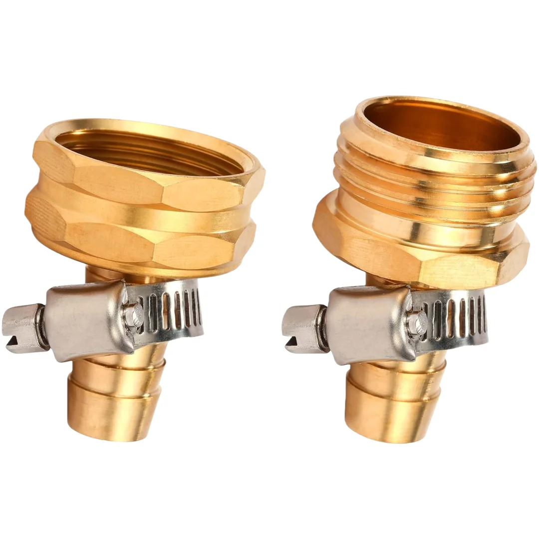 

3/4'' 5/8'' Garden Hose Repair Connector with Clamps Male and Female Garden Hose Fittings for 3/4" or 5/8" Garden Hose