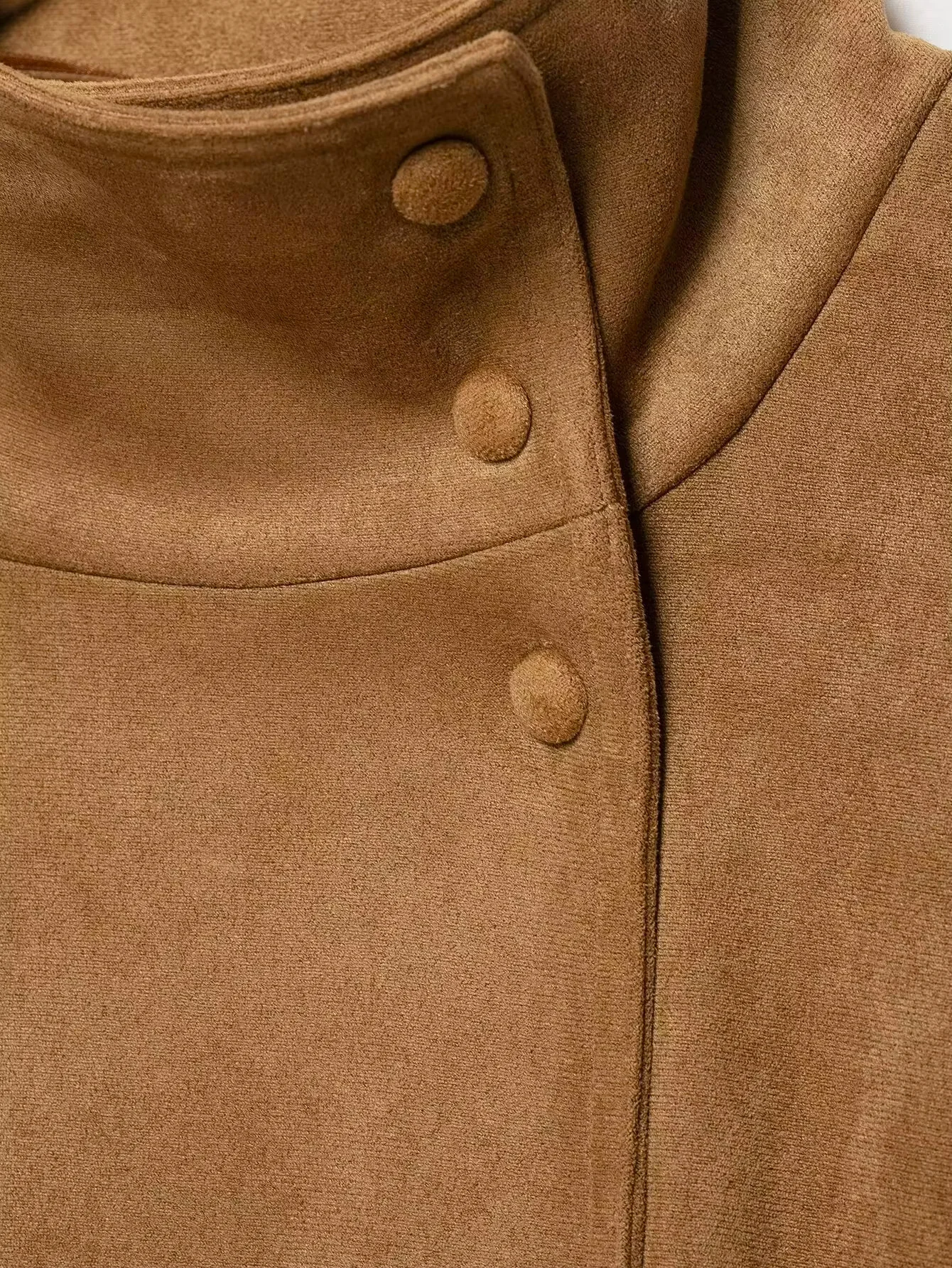 HH Damen Vintage Khaki Kunstleder-Oberbekleidung, hoher Stehkragen, Taillengürtel, Kunstwildlederjacke, Herbstmode, Mantel für den Schulanfang – Detail 10