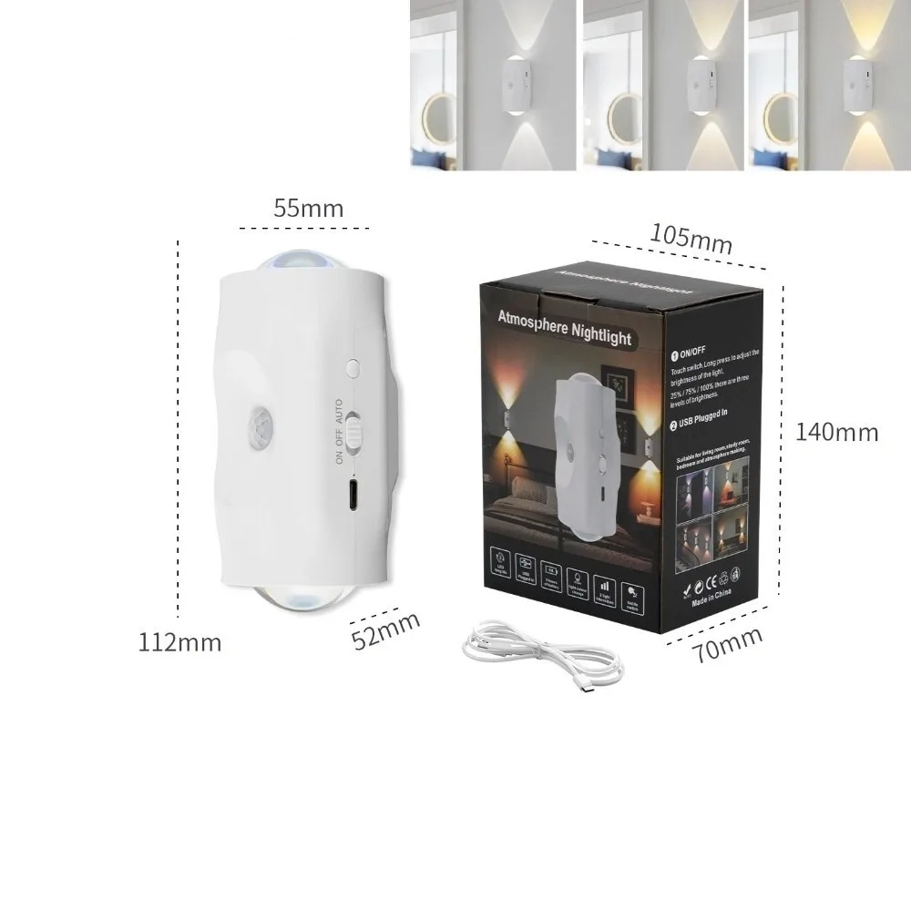 New Motion Sensor LED Cabinet Light Magnetic Energy Efficient Wall Sunset Lamp RGB Color Night Light Cabinet Kitchen