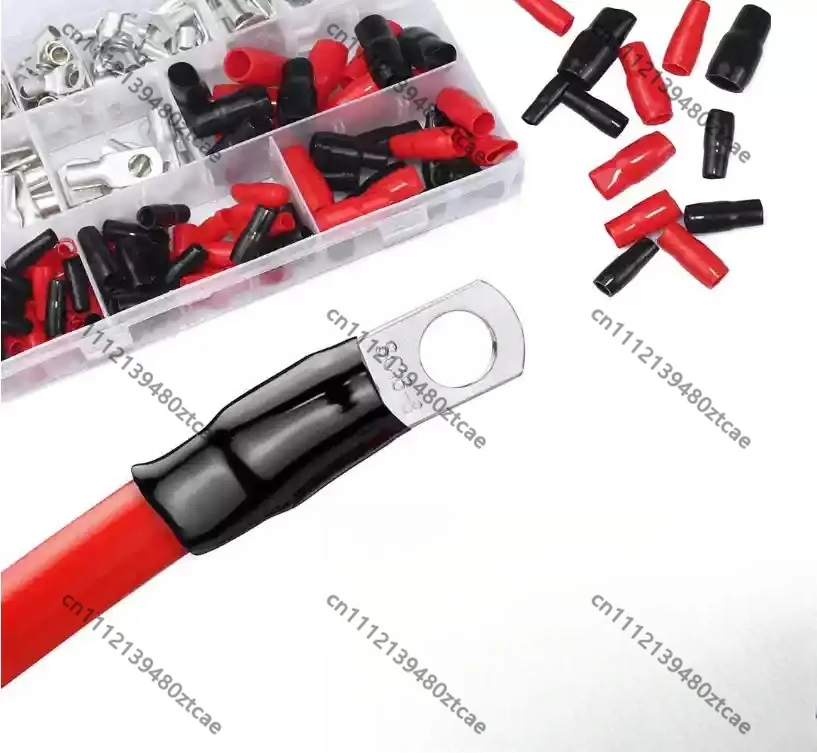 240PCS Heavy Duty Tubular Ring Terminal Assortment Kit Tinned Copper Wire Lugs For Automotive Battery Cable Connection