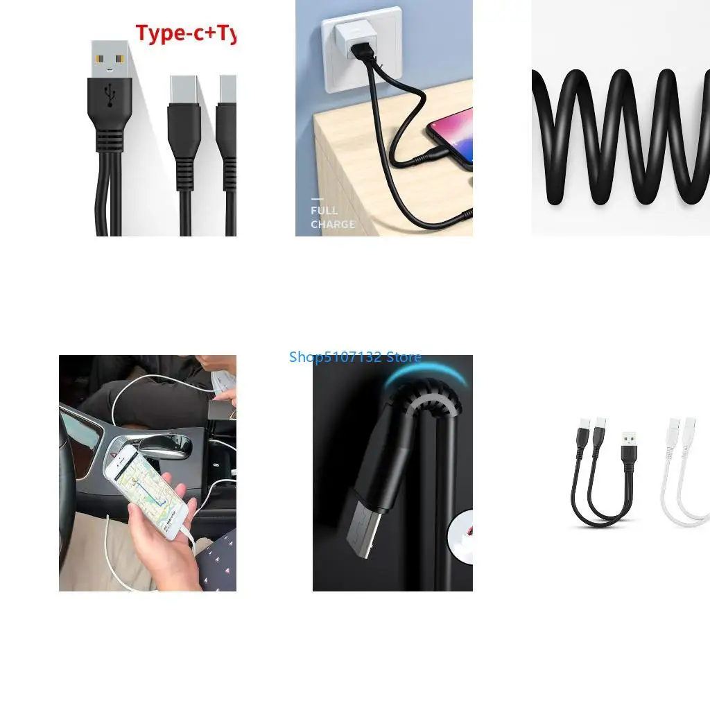 87HD 2 in 1 Micro USB Type C Cable Portable Dual for Phone Type-C Wire