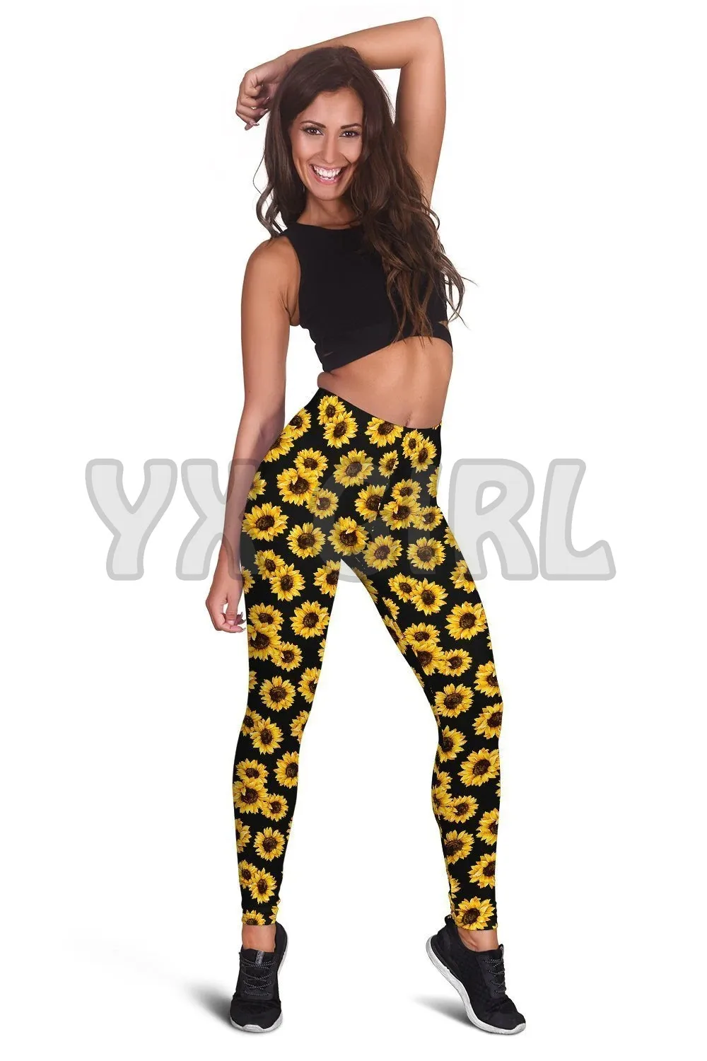 YX GIRL – Leggings de Yoga pour femmes, imprimé tournesol 3D, Sexy, élastique, slim, gothique