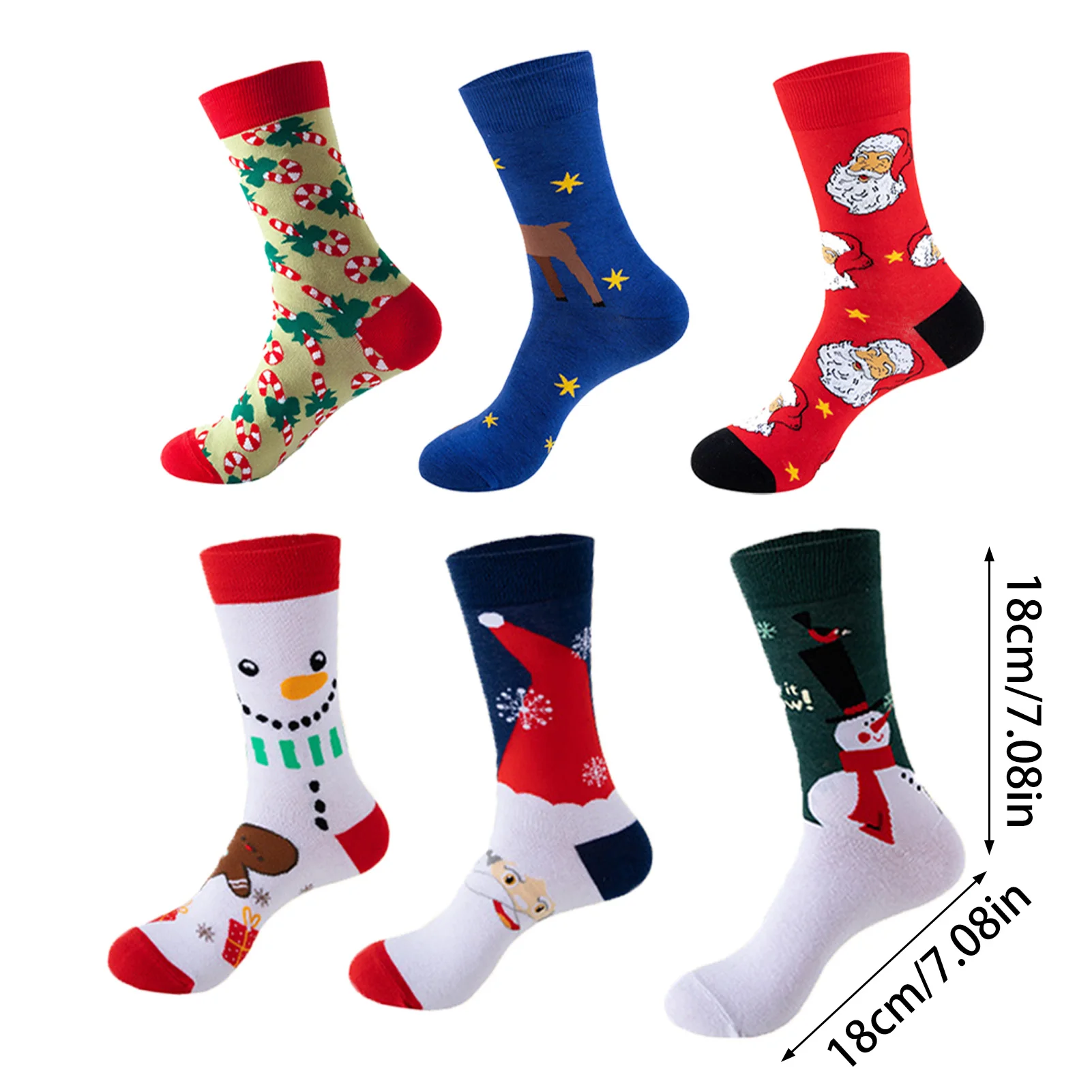 6 أزواج عيد الميلاد الجوارب مجموعة للجنسين القطن منتصف طاقم حفلة العجل طول الجوارب مع أنماط احتفالية امتصاص العرق كل موسم ارتداء