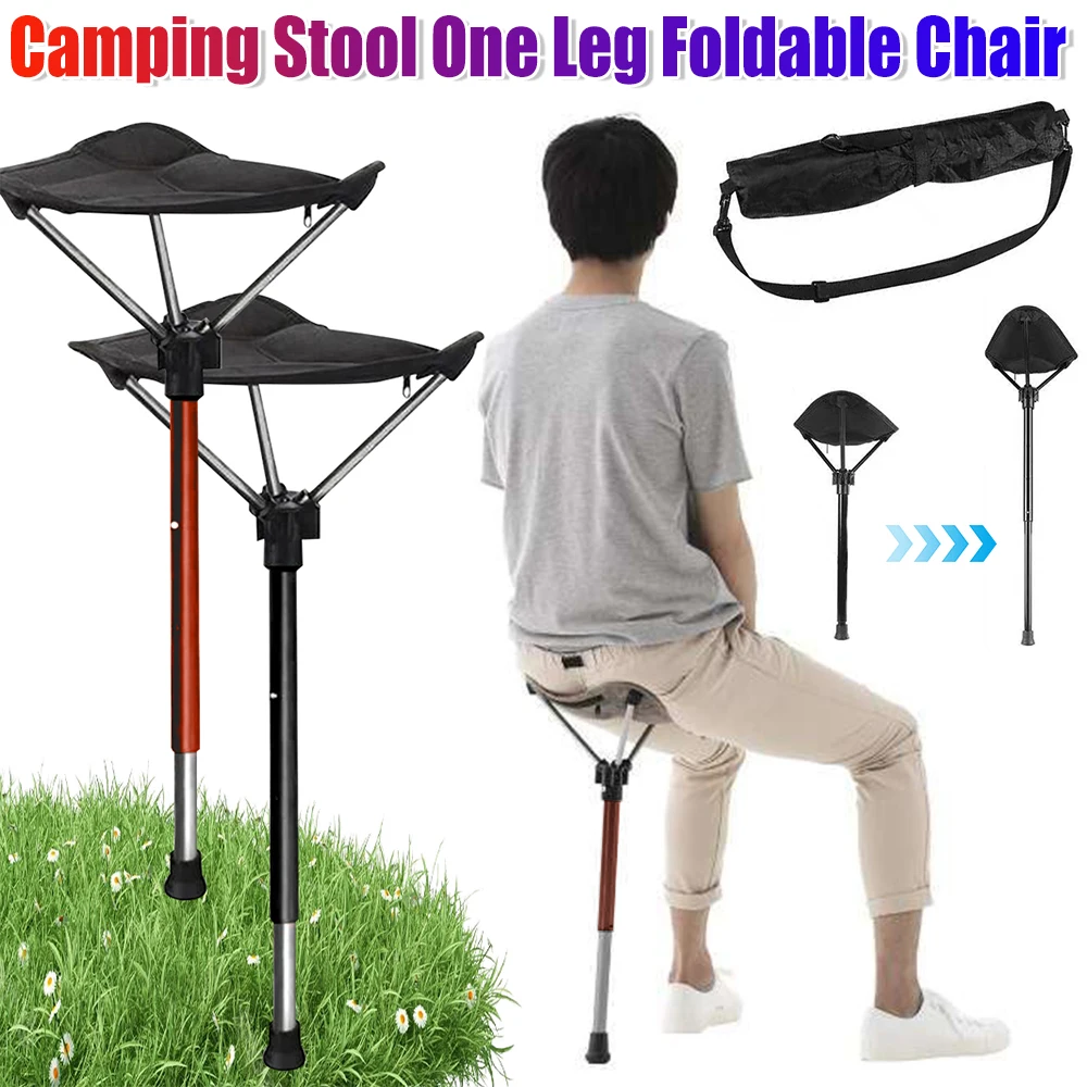 One Leg Camping Stool Telescopic Triangle Stools Outdoor Travel Beach Chair Adjustable Foldable Chair Outdoor Camping Furnishing