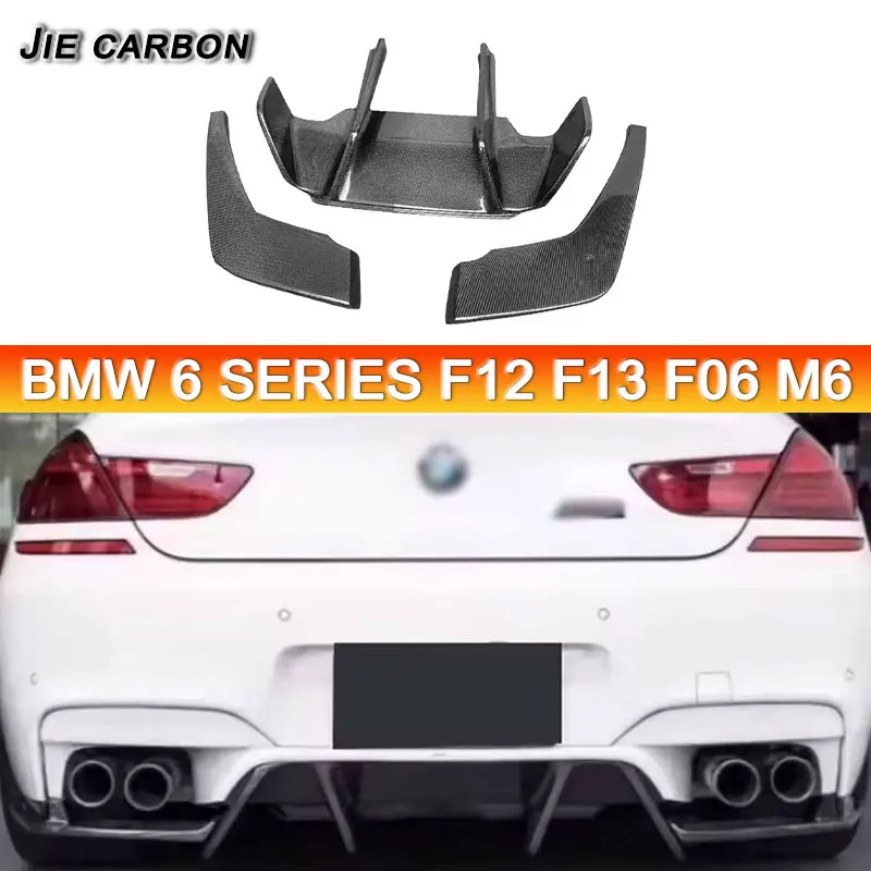 For BMW 6 Series F12 F13 F06 M6 2011-2018 Carbon Fiber Rear Bumper Lip Spoiler Diffuser Guard Plate Body Kit