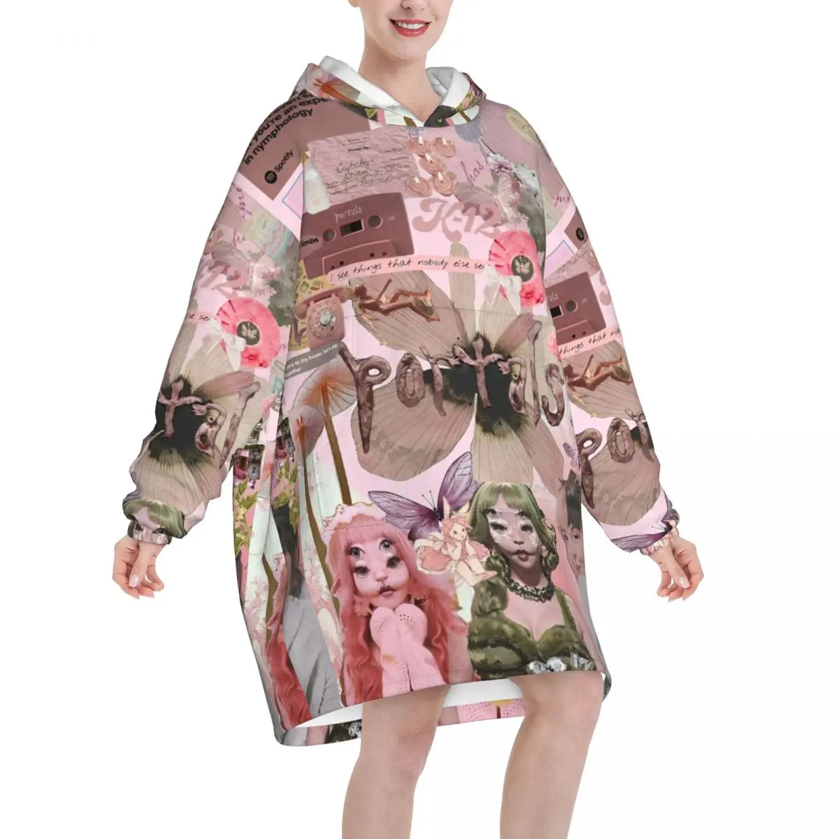 Melanie Martinez Tour 2024 Blanket Hoodie Wearable Blanket Oversize with Pocket Warm Sleeping Bag Soft Cozy Onesie