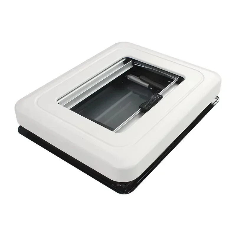 

500x500mm Radius Corner Flat Camper Window Featuring ABS Inner Frame and Clamping Installation