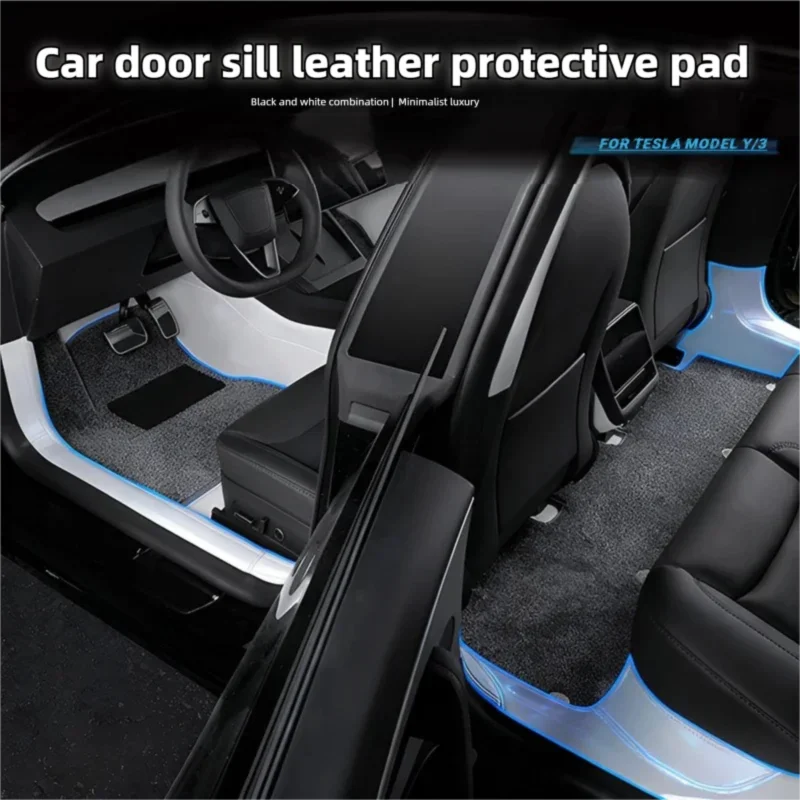 For Tesla Model 3 Highland Model Y Juniper Leather Anti-Kick Pad White Interior Accessories Scratch Guard Non-Damage Installatio