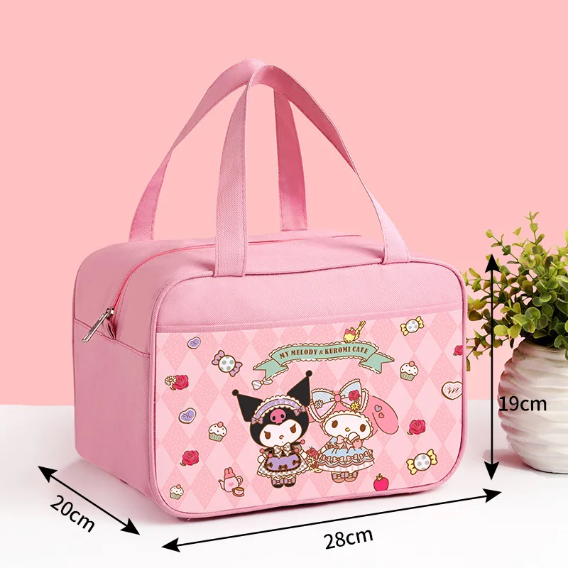 Sanrio Kawaii Hello Kitty Thermal Bag Kuromi Cinnamoroll Anime Cartoon Exquisite Student Thickened Large Capacity Lunch Box Bags