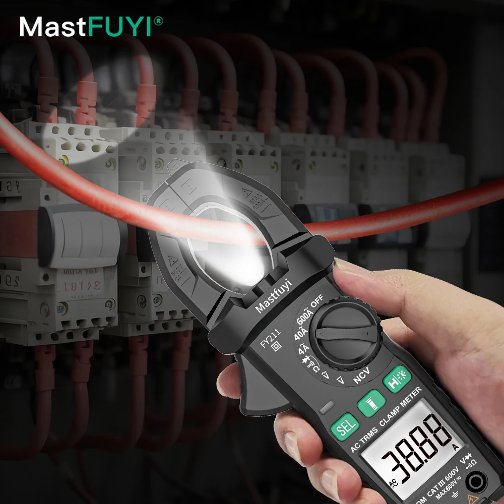 MASTFUYI Digital Clamp Meter 600A Current Voltage High Precision 4000 Counts Digital Multimeter Tester Tool for Electrician