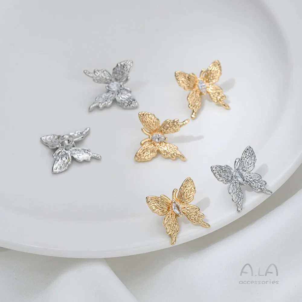 النحاس حبة 14K الذهب اللون الزركونيوم فراشة حبة فاصل اليدوية DIY بها بنفسك اللؤلؤ سوار قلادة مجوهرات الاحتفاظ اكسسوارات #4