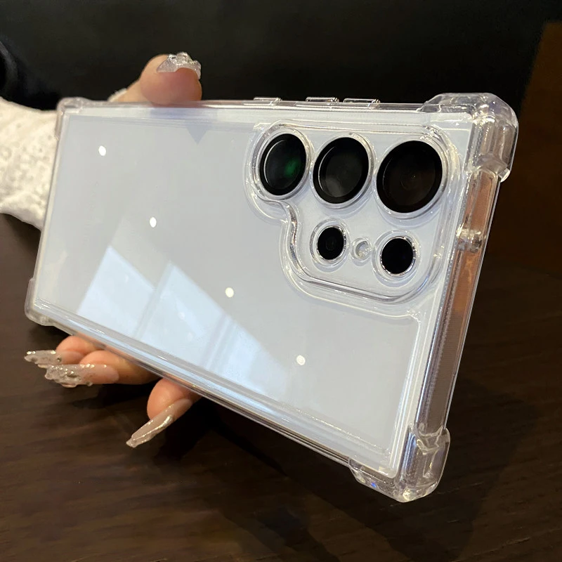 Luxuriöse Airbag-Stoßfeste Transparente Weiche Hülle für Samsung Galaxy S26 S25 S24 S23 S22 S21 Ultra Plus S25 Edge A34 A33 A54 A53 5G