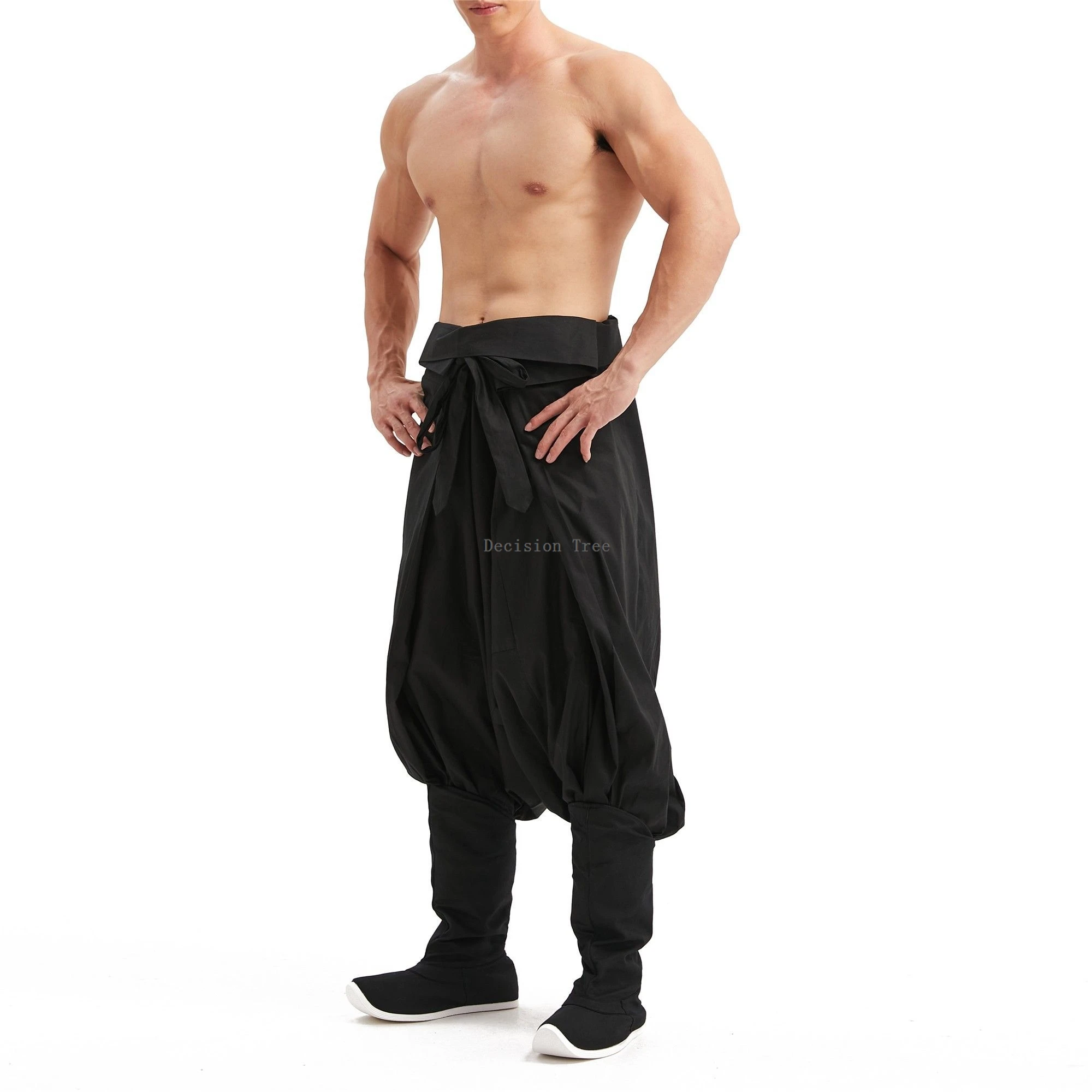 Chinese style vintage men hanfu pants retro daily pure cotton trousers martial arts pants tradition wushu kungfu jogger pants