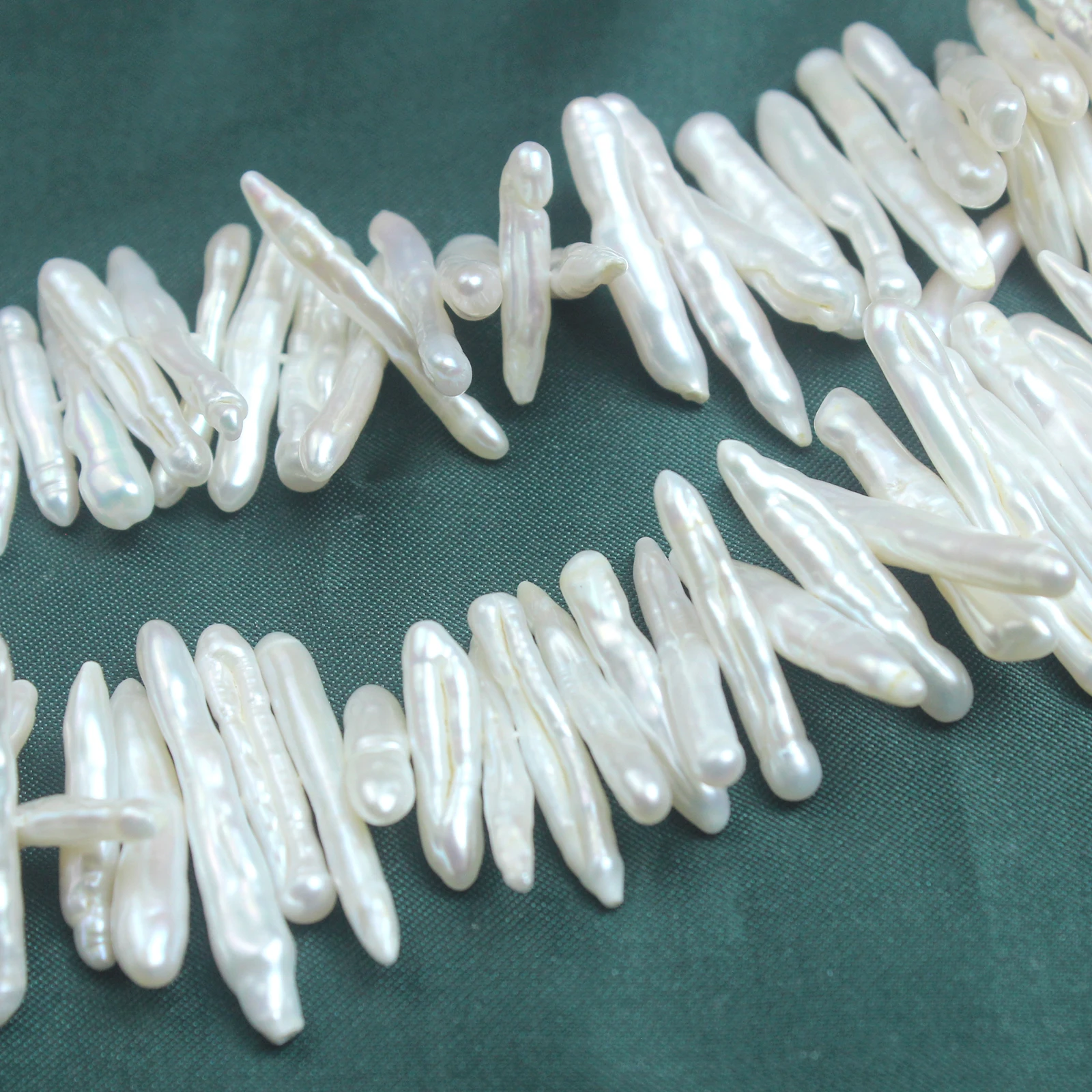 Natuurlijke Zoetwaterparel Witte Barokke Middelste Gat Tandenstoker Lange Strip Vorm Losse Kralen Armband Ketting Oorbel Kralen