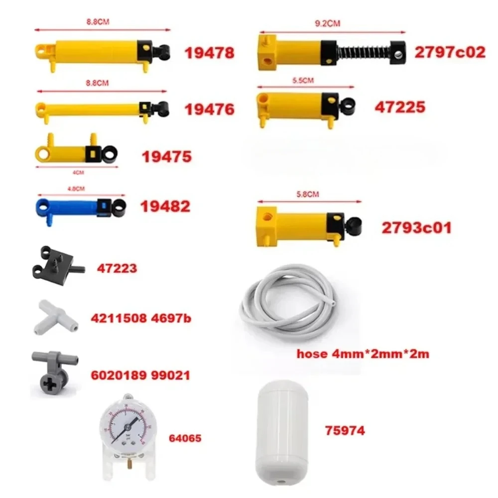 MOC Pneumatic Block Kit Compatible with Legoeds Pneumatic switch 47223 Cylinder Air Pump 19476 Push Rod 19475 Gas Tank 75974