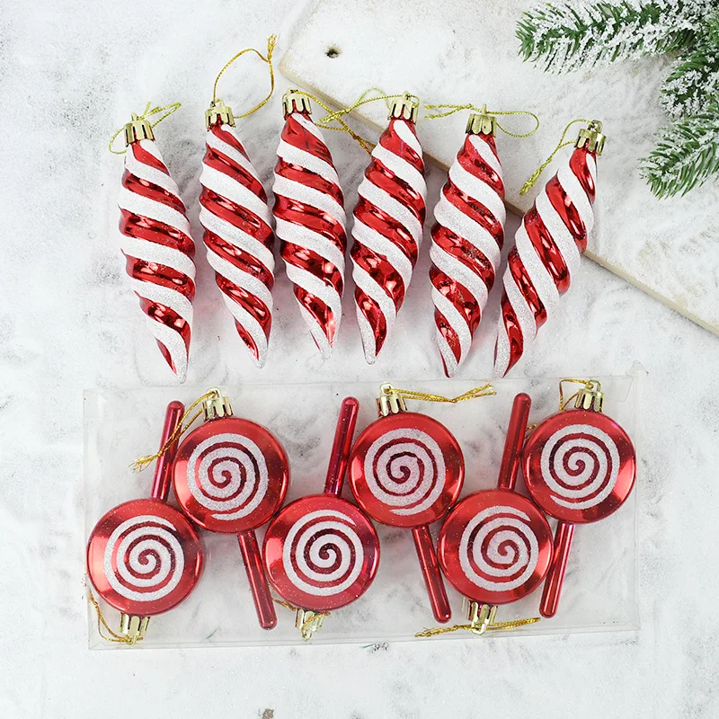 

6pcs Christmas Candy Lollipop Pendant Xmas Tree Hanging Ornaments Christmas Home Decoration 2023 Navidad Noel New Year Kids Gift