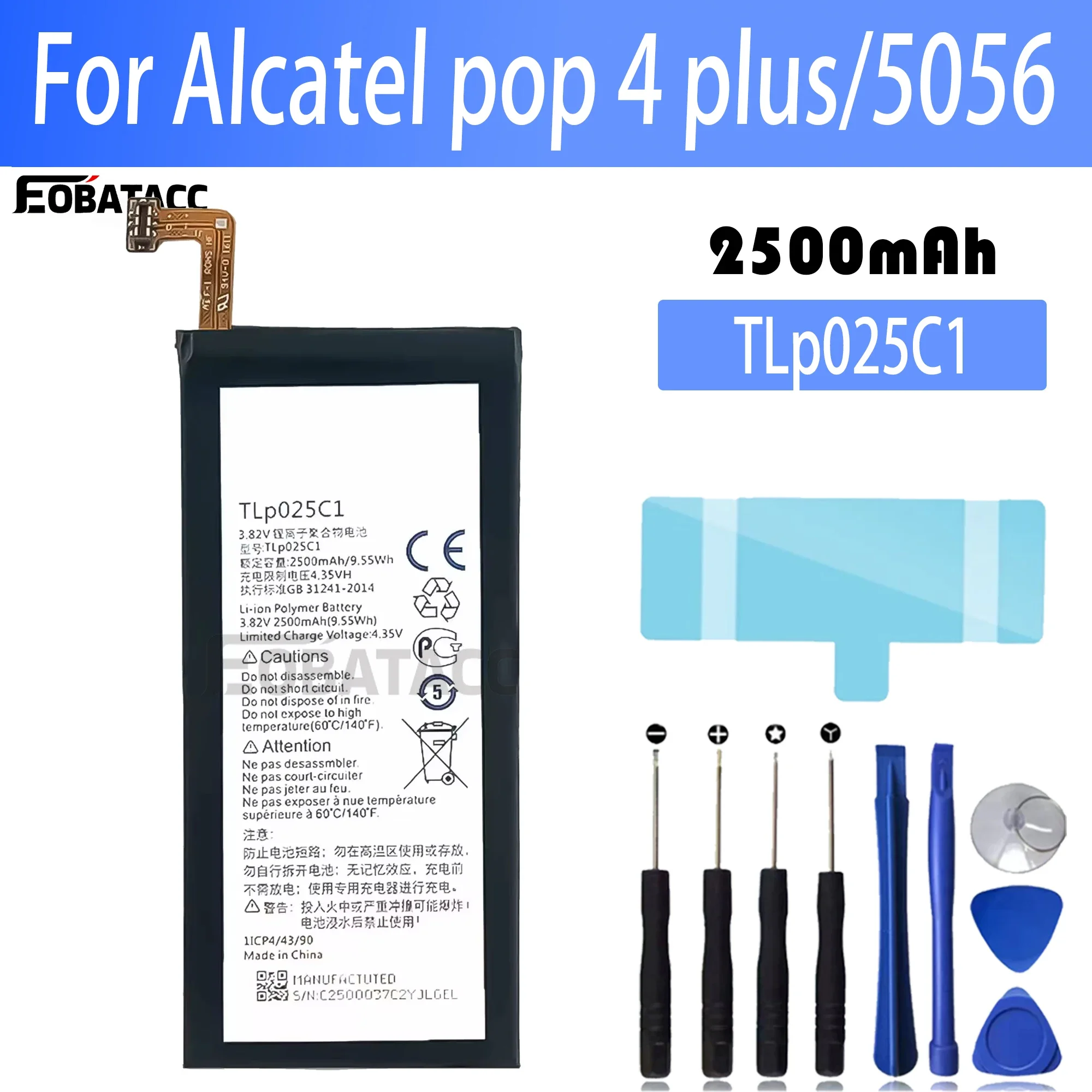 100% New Original Battery TLP025C1 For  Alcatel pop 4 plus/5056 Battery + Free Tools