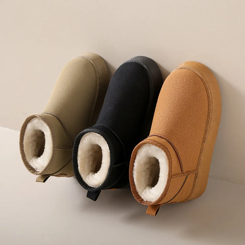 New autumn winter fur integrated thick soled lady snow boots with short sleeves and warm women's cotton boots