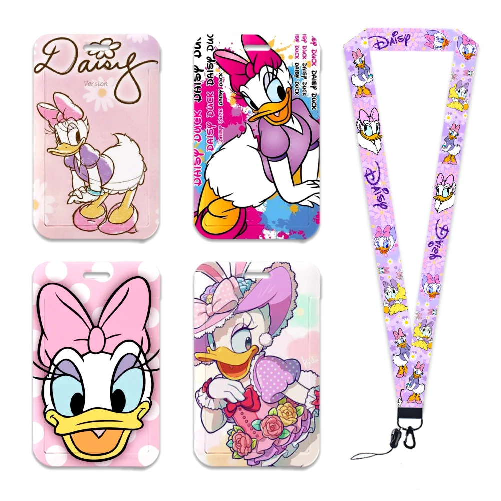 Disney Character Daisy Duck Cute Design Badge Holder Donald Duck ID Credit Card Pass Hang Rope Lanyard Accessories Gifts