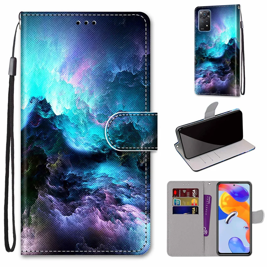 Flip Leather Phone Case For Redmi Note 11 11S 11E 10 10S Pro 10A 5G Wallet Card Holder Stand Book Cover Cat Dog Painted