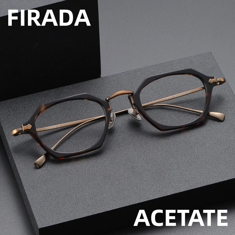 

FIRADA модные роскошные женские очки в стиле ретро из чистого титана и ацетатного волокна, оптическая оправа для очков по рецепту, мужская 81037-C