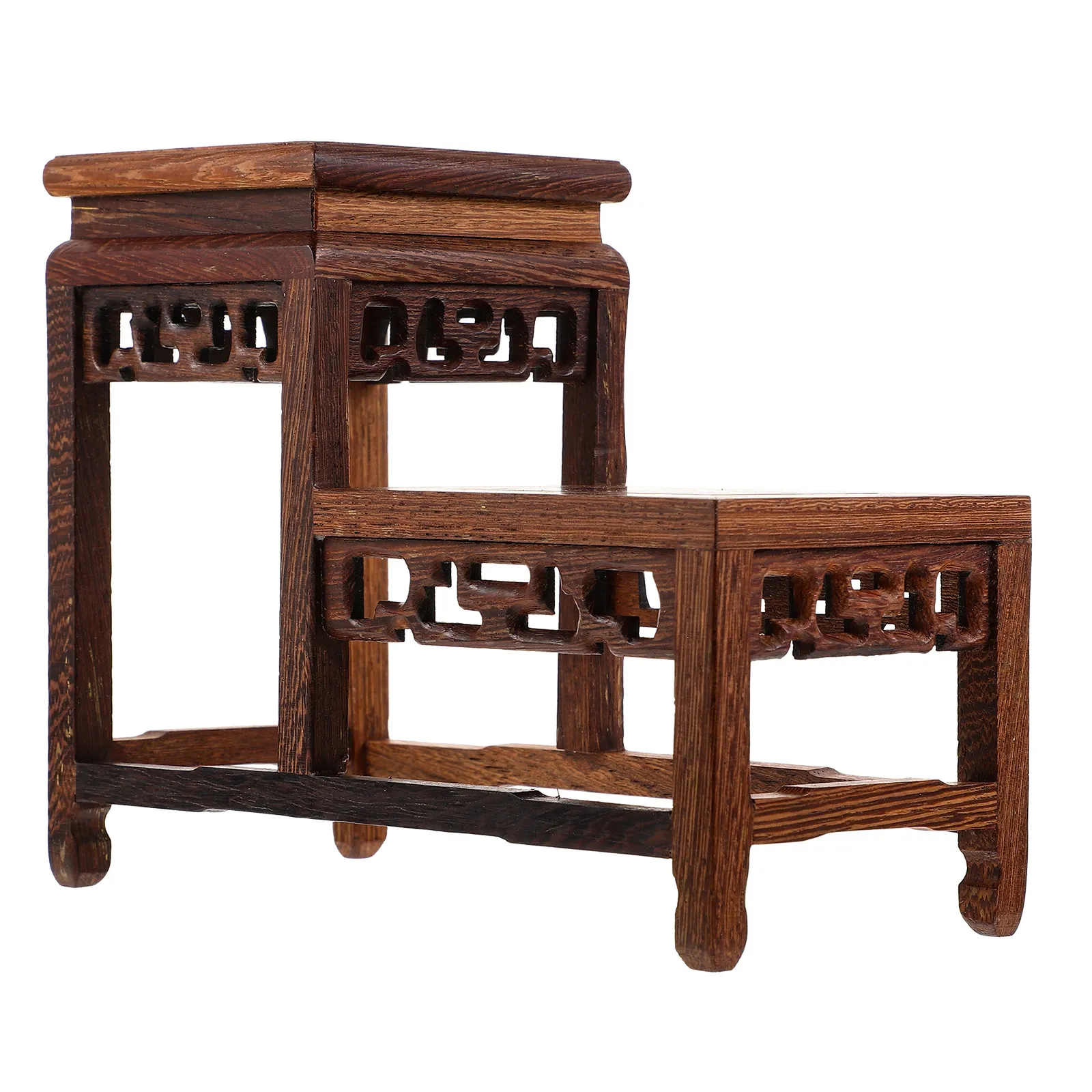 Authentic Chicken Wing Wood Riser Stand Interlaced Grain Vase Display Base Wooden Base for Collectibles Decor