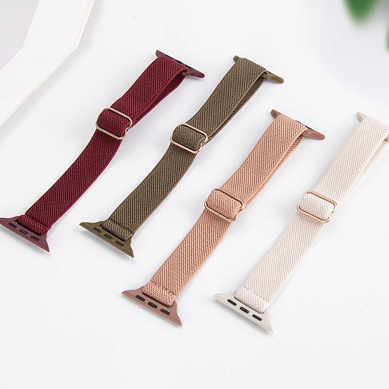 Slim Scrunchie Dây Đeo Dây Đồng Hồ 40Mm 44Mm 38Mm 42Mm Thun Nylon Solo Vòng Vòng Tay dành Cho IWatch 3 4 5 6 Se 7 45Mm 41Mm