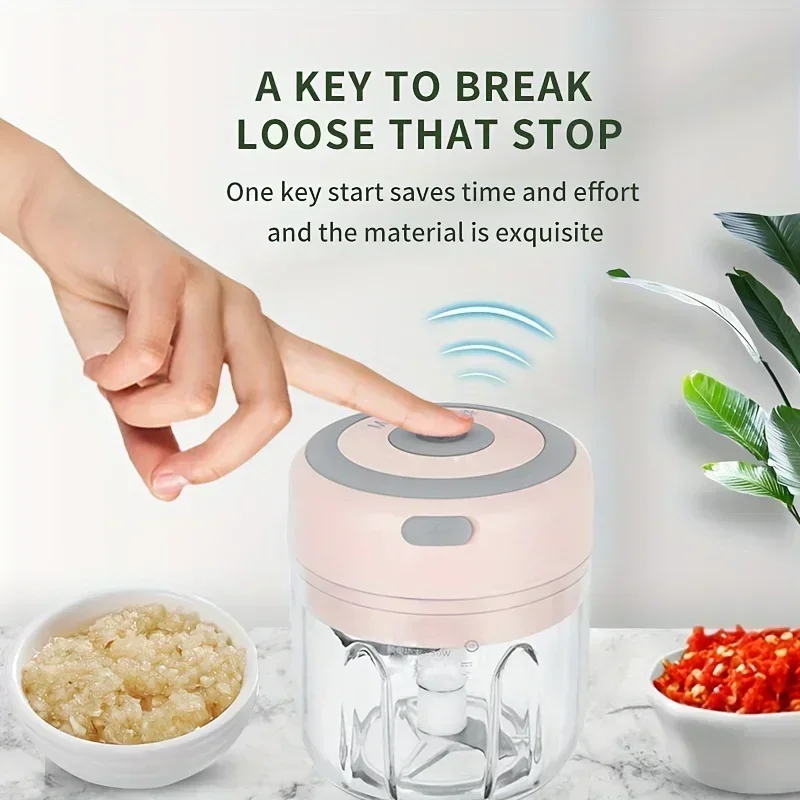 Mini Electric Garlic Grinder Chili Vegetable Chopper 100/250ML Wireless Portable Mixer Machine Crusher Kitchen Blender