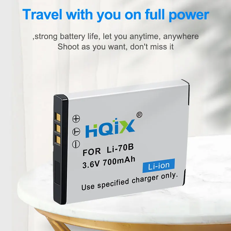 

HQIX for Olympus FE-4020 4040 5040 D-705 710 745 VG-110 120 140 130 145 150 160 Camera LI-70B Dual Charger Battery