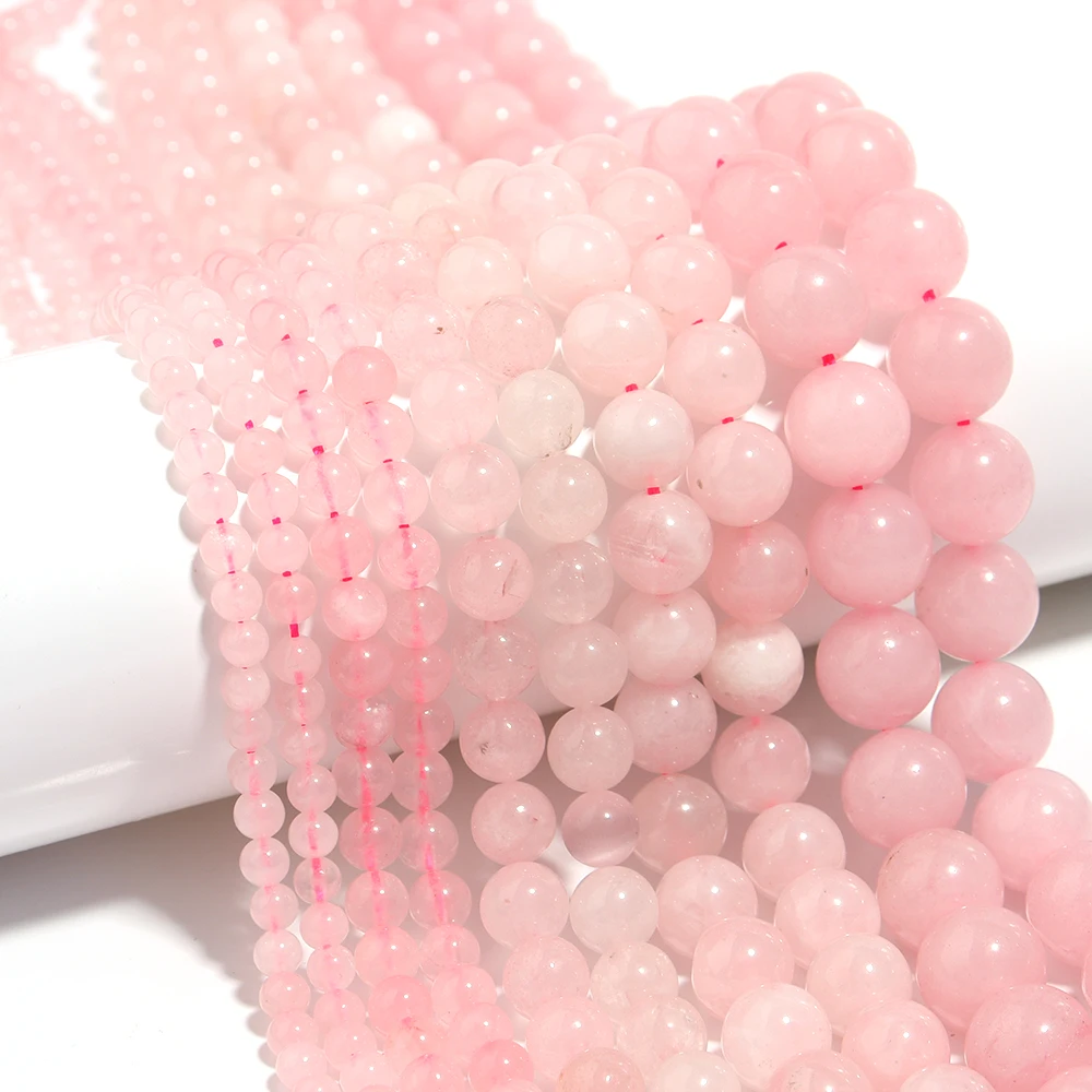 Apx 32-95 Stück/Strang 4 6 8 10 12mm Rosa Quarz Kristallperlen Natursteinperlen Lose Abstandhalterperlen für DIY Schmuckherstellung