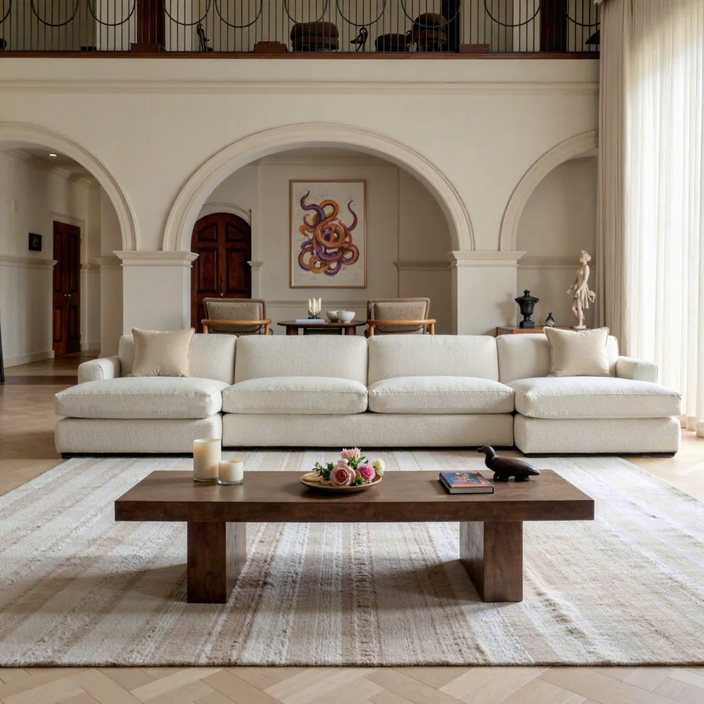 

Luxury Classic Soft Sofa Set Modular Living Room Customized Fabric Color Durale Comfortable Villa Apartment