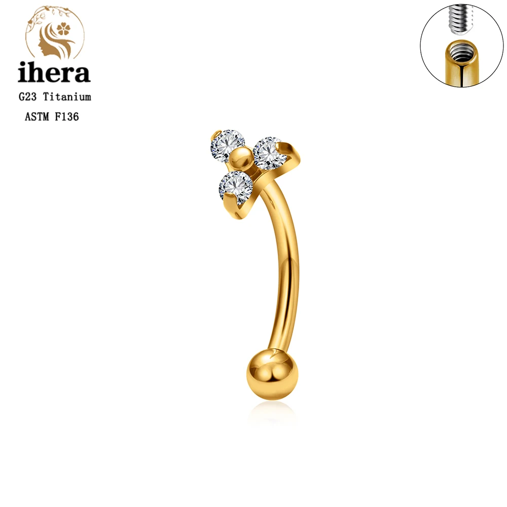 ASTM F136 Titanium 16G CZ North Star Flower Rook Earring Gebogen Barbell Labret Stud Wenkbrauw Kraakbeen Tragus Piercing Sieraden
