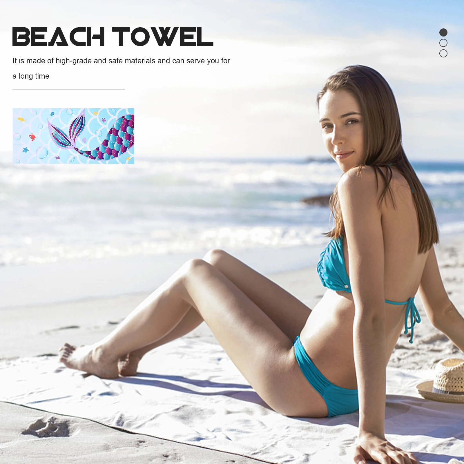 

Microfiber Beach Towel Foldable Quick Dry Lightweight Portable Travel Bag Outdoor Bathing Swimming Camping Pool Soft