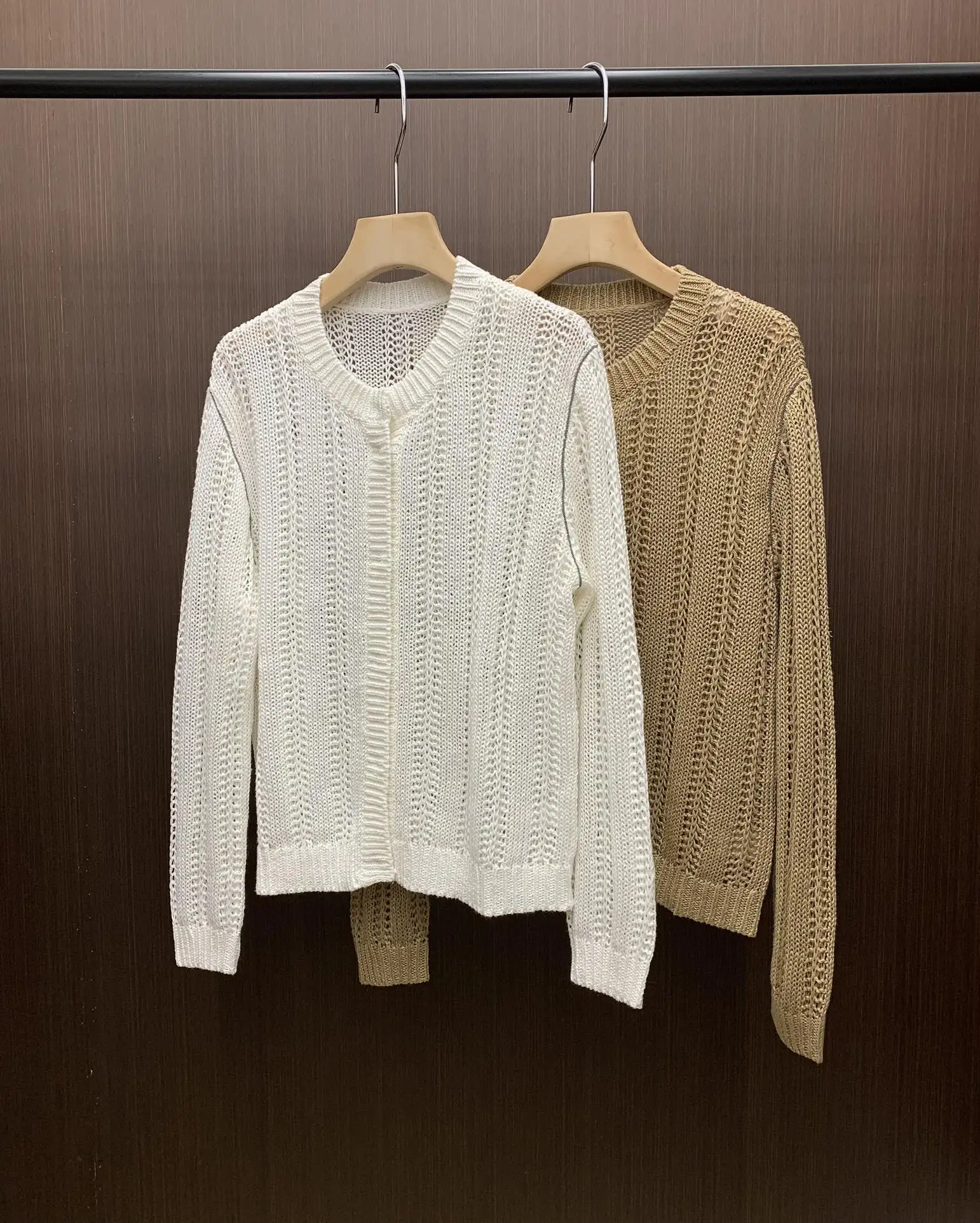 

24 New B / / C Spring and Summer Thin Women Beaded Chain Linen Hollow Knit Cardigan Air Conditioning Sunwear Jacket