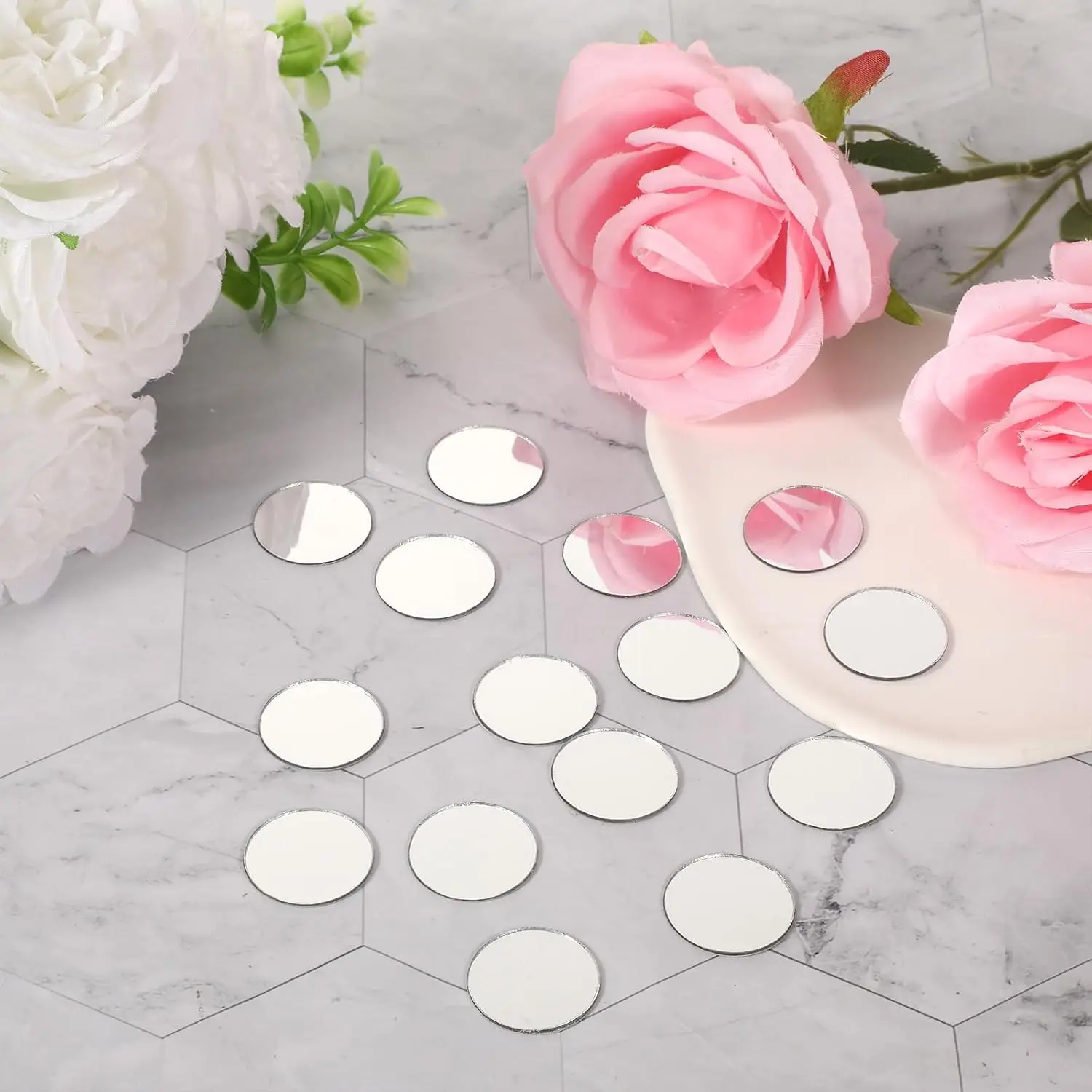 Pcs Mini Acrylic Round Mirror 1 2 4 Inch Small Mirrors for Crafts Self Adhesive Mirror Stickers