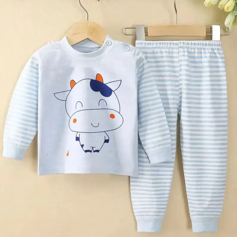 Autumn Winter Underwear Girls Cotton Undershirt Toddler Kids Long Johns Suit Baby Hot Pants Sets Boy's Underwear Casual Homewear