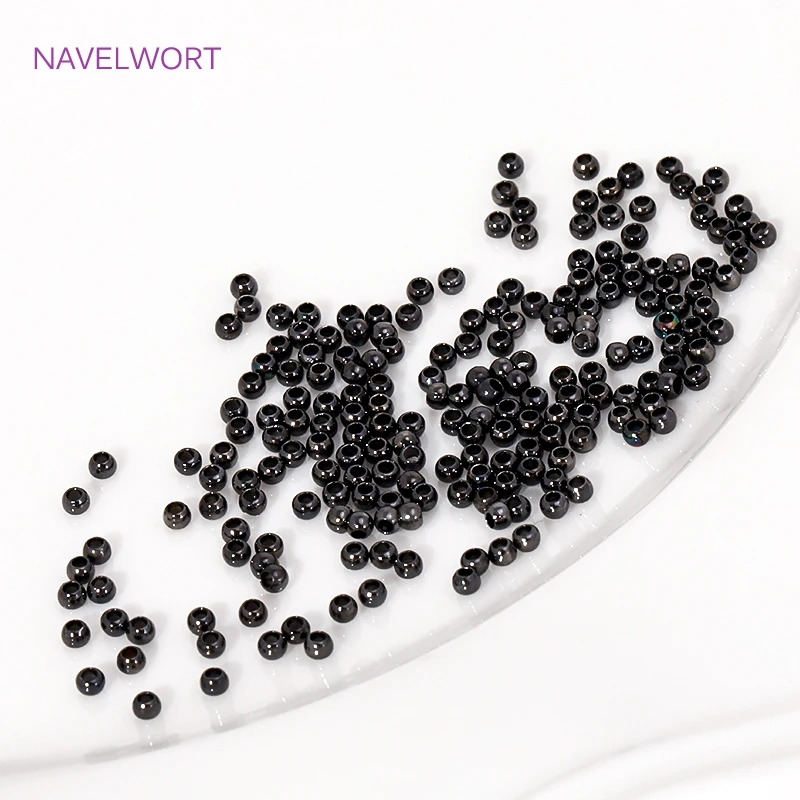 2/3/4mm Brass Metal Black Color Round Spacer Beads Loose Beads,Beads Separators,For DIY Jewelry Making Accessories Findings