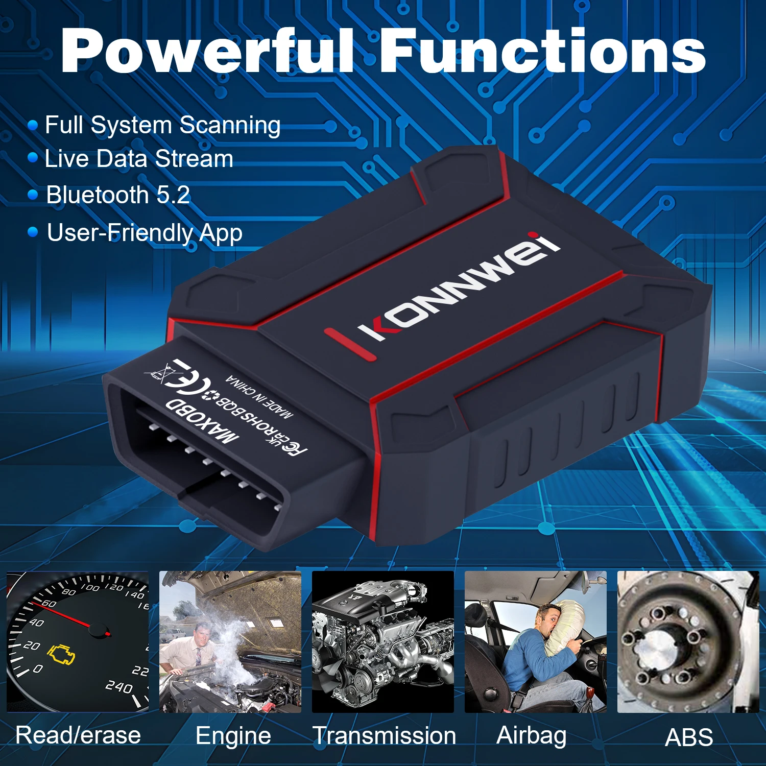 

KONNWEI MAXOBD полный сканер автомобильной системы OBD2 диагностический инструмент для чтения кода двигателя подушка безопасности ABS тормозная система для Toyota Lexus