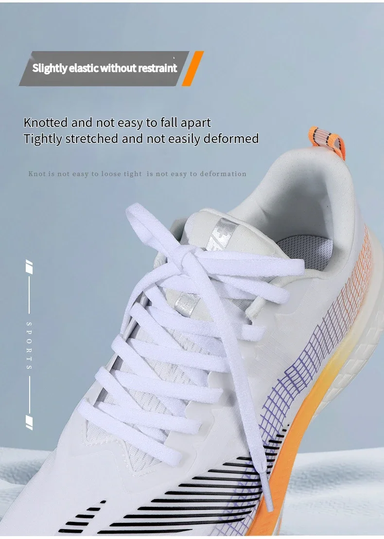 6 mm breite, flache Schnürsenkel für Sneaker, Mikro-Elastik-Schnürsenkel für Schuhe, weiß, schwarz, 90/120/140/160 cm, Schuhzubehör, 1 Paar. – Detail 2