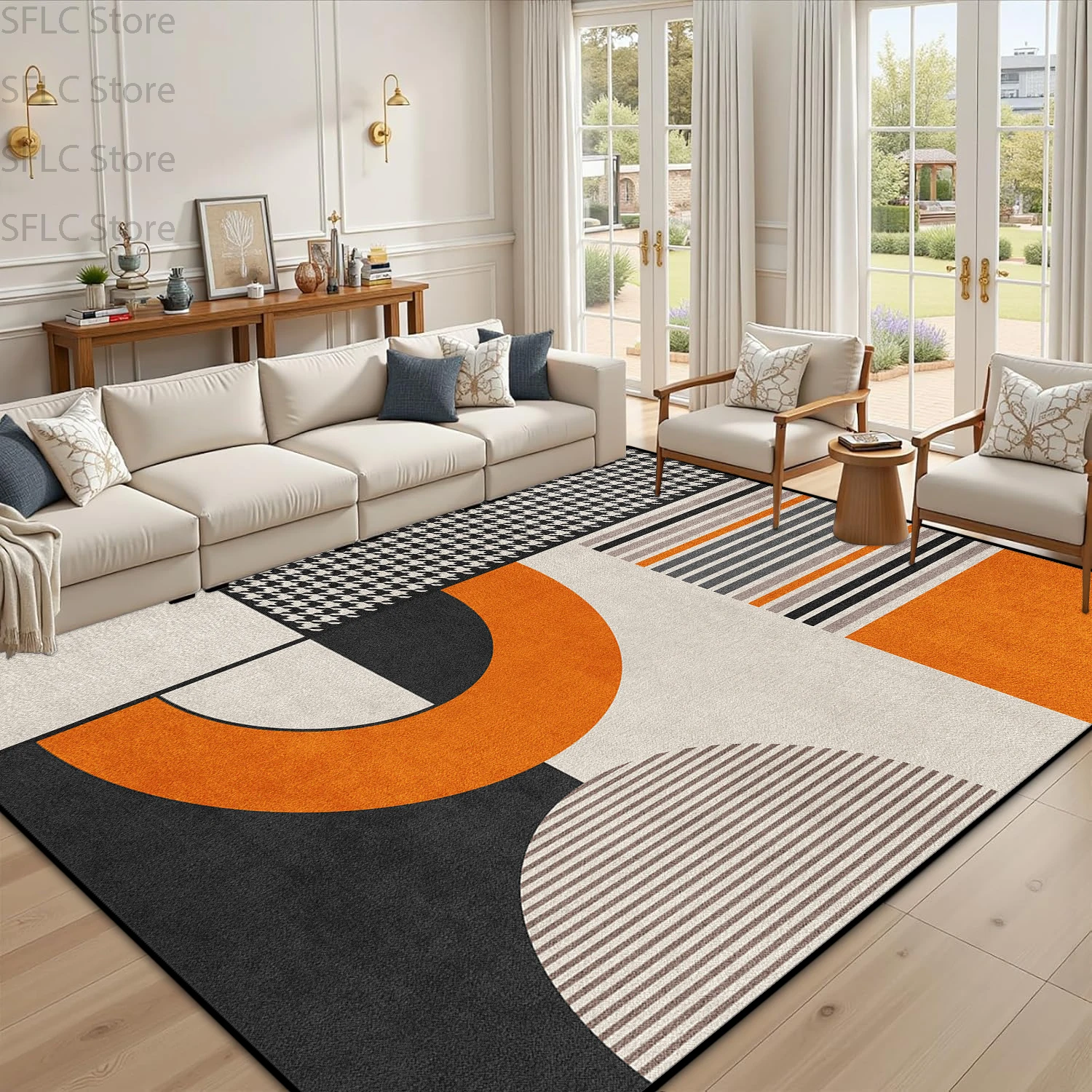 Nordic Light Luxury Geometric Living Room Carpet Easy Cleaning Large Size Decoration Home Bedroom Rug Soft Coffee Tables Mat