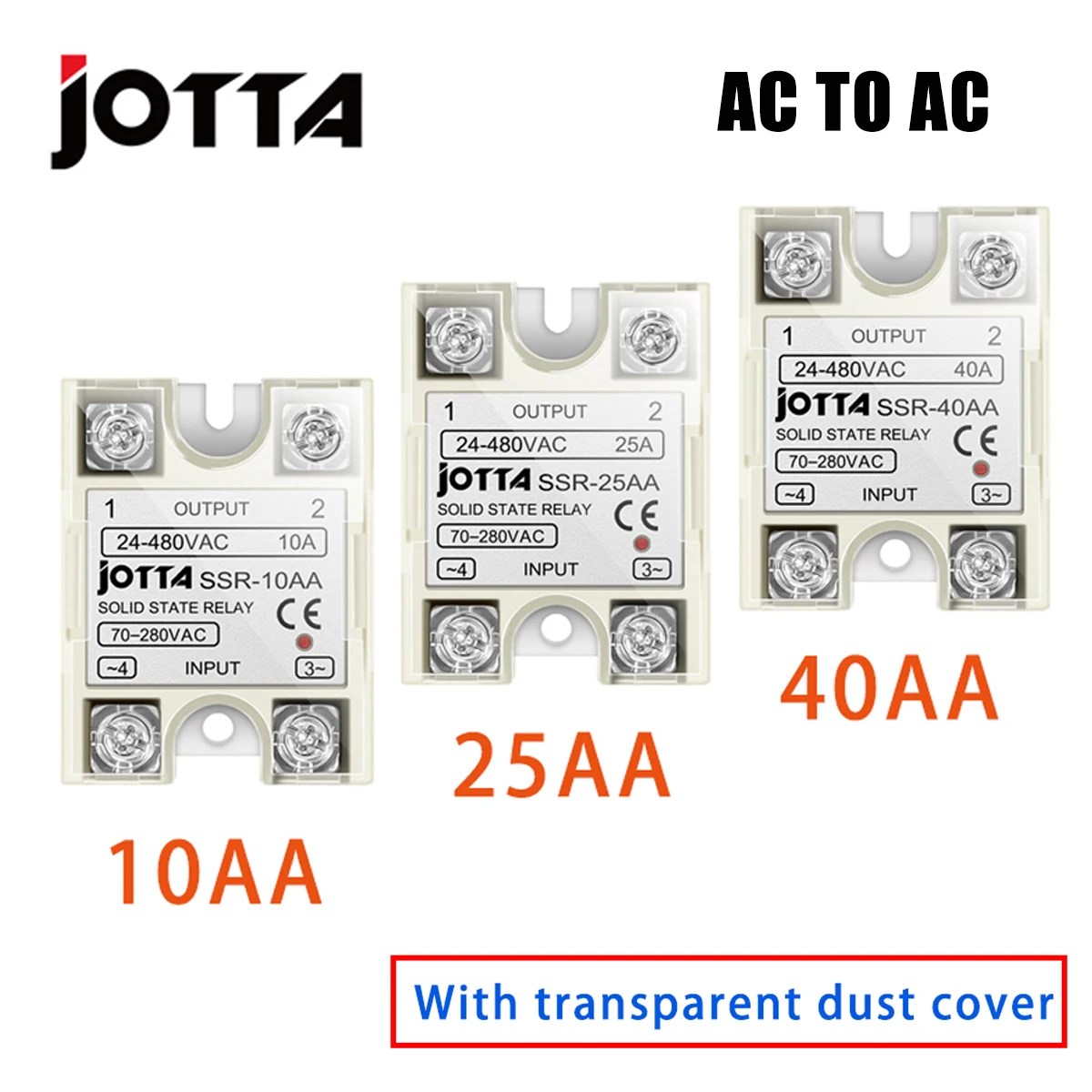 JOTTA SSR -10AA 25AA 40AA AC Control AC SSR White Shell Single Phase Solid State Relay With Plastic Cover