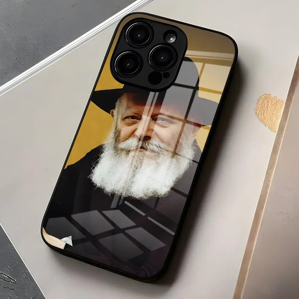 Etui na telefon z motywem żydowskiego rabina Lubawicza do iPhone 17 Pro Max 16 15 14 Pro Max 13 11 X Xs Xr 8 7Plus, szklana obudowa