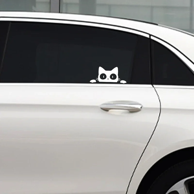 Universal Surprise Cat Peeking Stickel Nero/Bianco Divertente Decalcomania in vinile Car StylingDecorazione Accessori