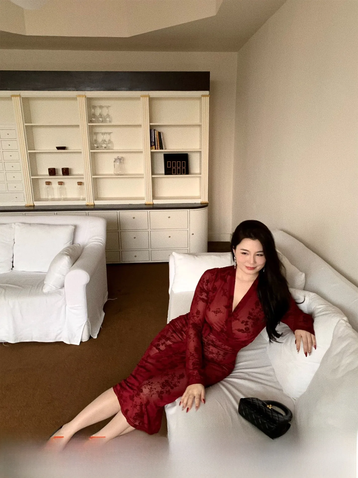 

Платье миди больших размеров с V-образным вырезом, кружевной отделкой и поясом, приталенное, А-силуэт, для свиданий и офиса, осеннее, с длинным рукавом, с завышенной талией