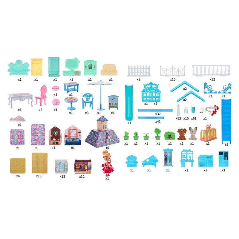 

Play House Doll Children's House Villa House Girl Princess Gift Box Castle Toy DIY Game Gift-AA02