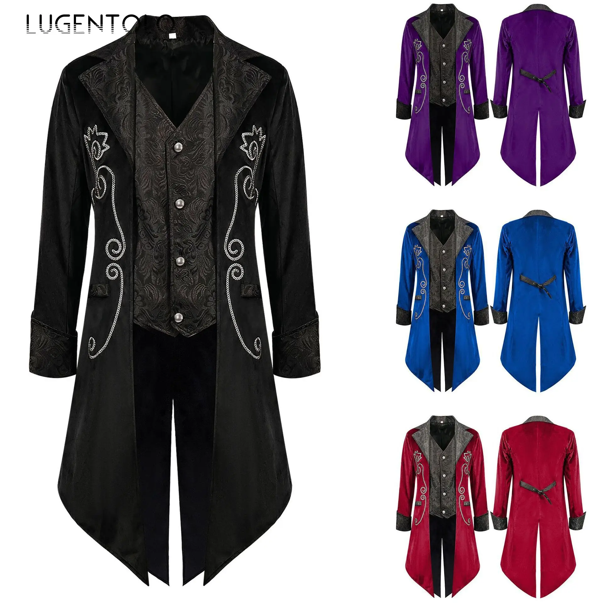 Men Medieval Tuxedo Coat Steampunk Tailcoat Party Stage Renaissance Victorian Banquet New Fashion Event Retro Casual Jackets