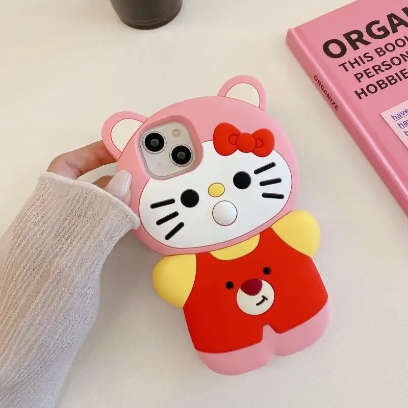 

Kawaii Hello Kitty Iphone Phone Case Applicable To Iphone 12 13 14Promax Cartoon Fall Prevention Silica Gel Mobile Phone Shell