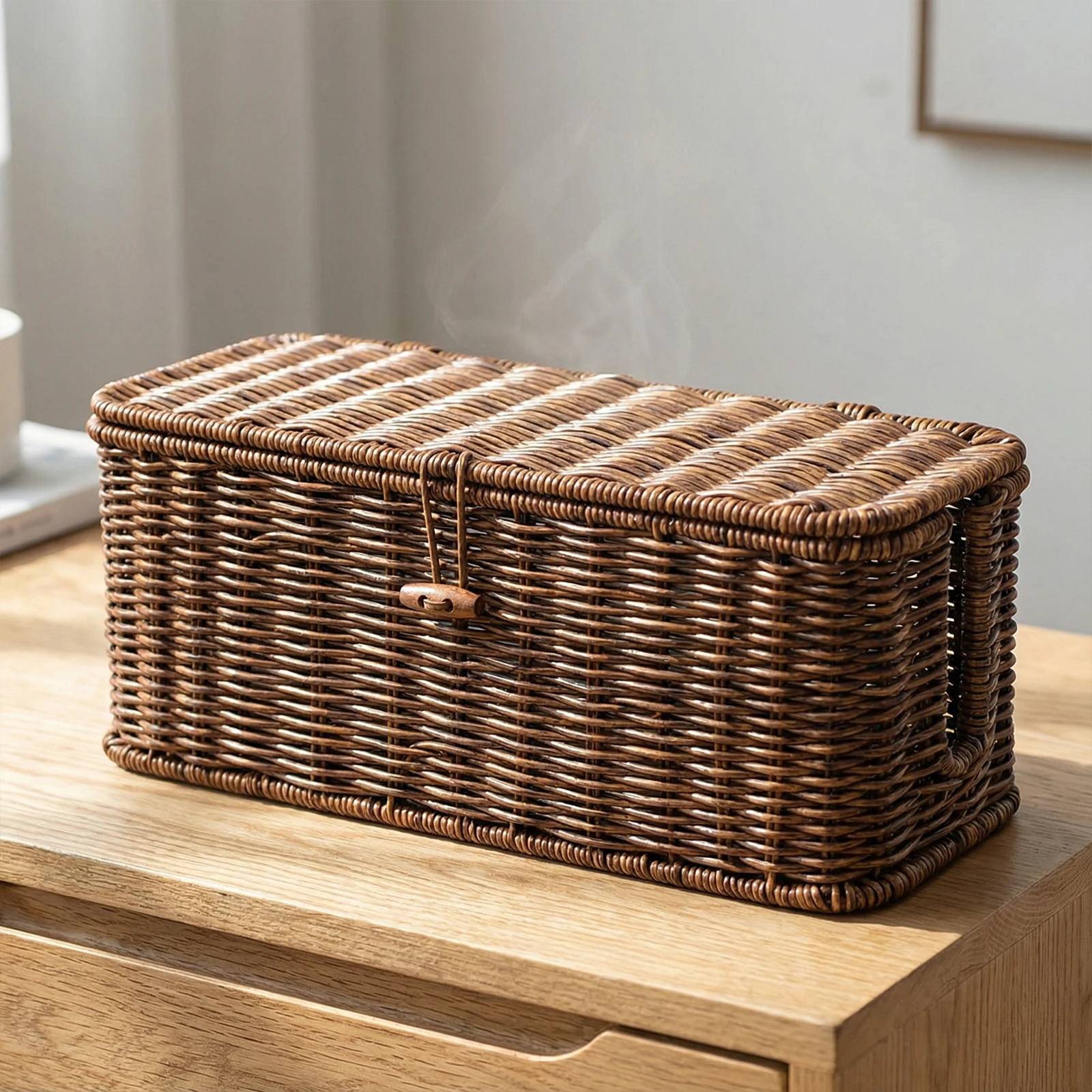 

Коробка для организации кабелей с запираемой крышкой, имитация ротанга, органайзер для проводов для кладовой, дома, офиса, ванной комнаты